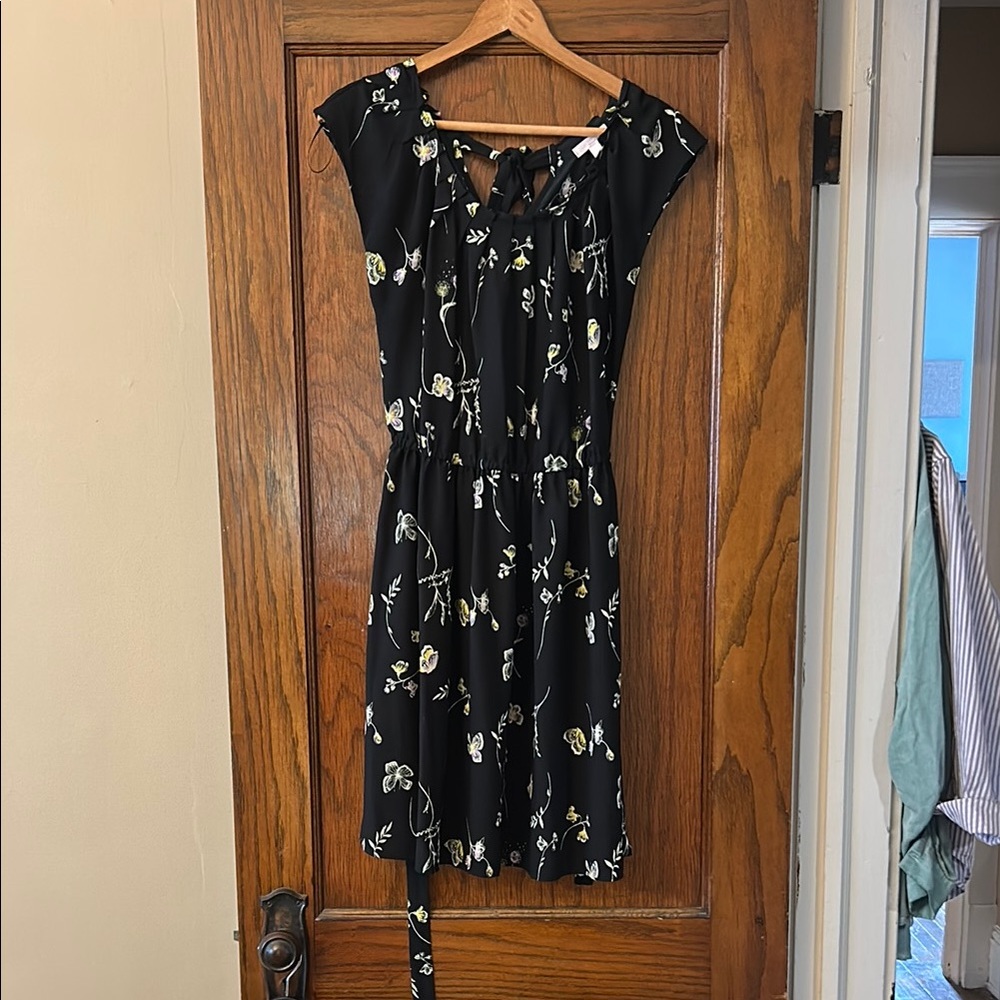 LC Lauren Conrad Black and White Smocked Mini Sundress